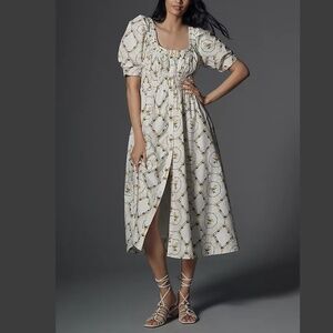 Anthropologie Short-Sleeve High-Low Midi Dress